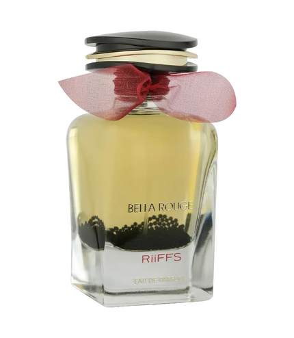 Riiffs Bella Rouge Eau de Parfum bottle with red ribbon, luxury fragrance for women
