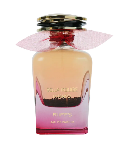 Riiffs Bella Rouge Intenso Eau de Parfum bottle with pink ribbon, premium fragrance for women
