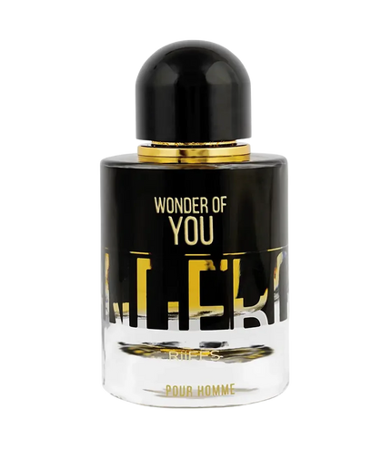 Riiffs Wonder of You Pour Homme men's perfume bottle with black cap and gold accents