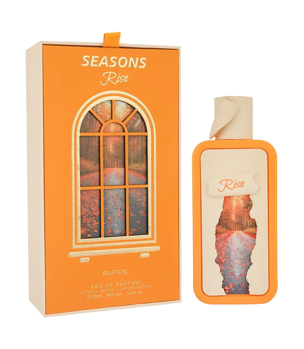 Riiffs Seasons Rise Eau de Parfum 100ml with autumn forest design, premium fragrance bottle and box