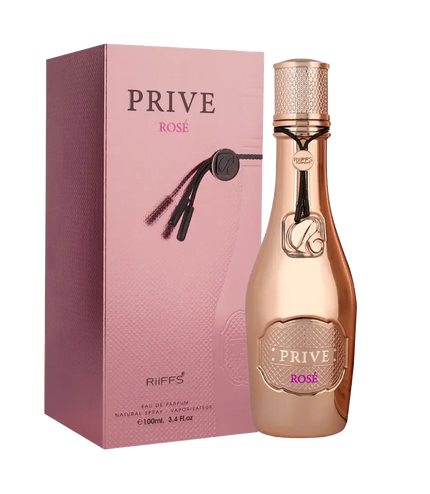 Prive Rosé Eau de Parfum 100ml bottle with pink packaging, luxury fragrance for women