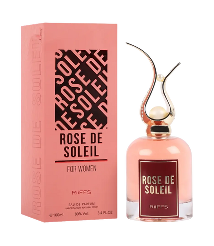 Rose de Soleil Eau de Parfum for women, 100ml bottle with elegant gold cap and matching pink box