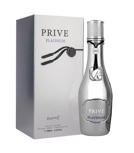 Riiffs Prive Platinum Eau de Parfum 100ml bottle with luxury silver packaging, premium fragrance for men